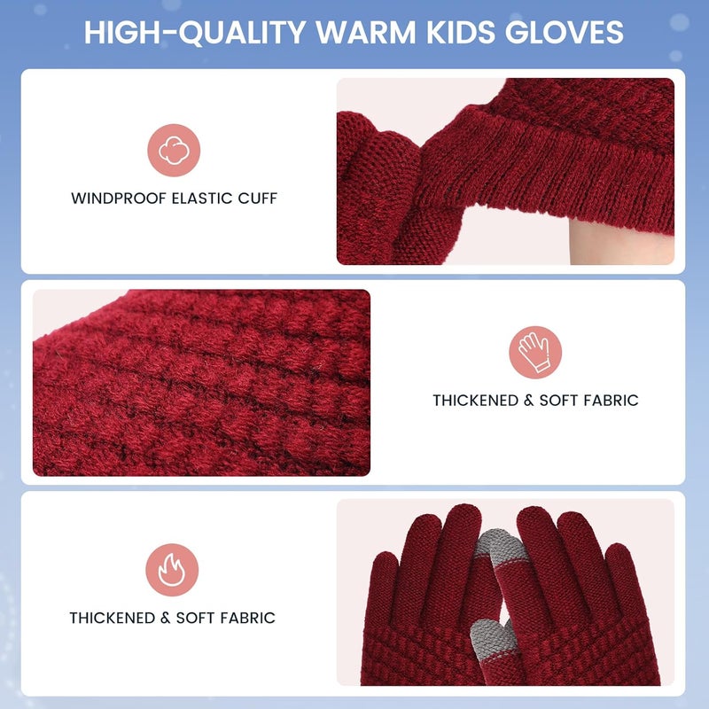 Clothclose 4 Pairs Kids Winter Gloves for Boys Girls, Warm Winter Glove for Kids, Knit Toddler Kid Gloves, Soft Kid Mittens - Image 5
